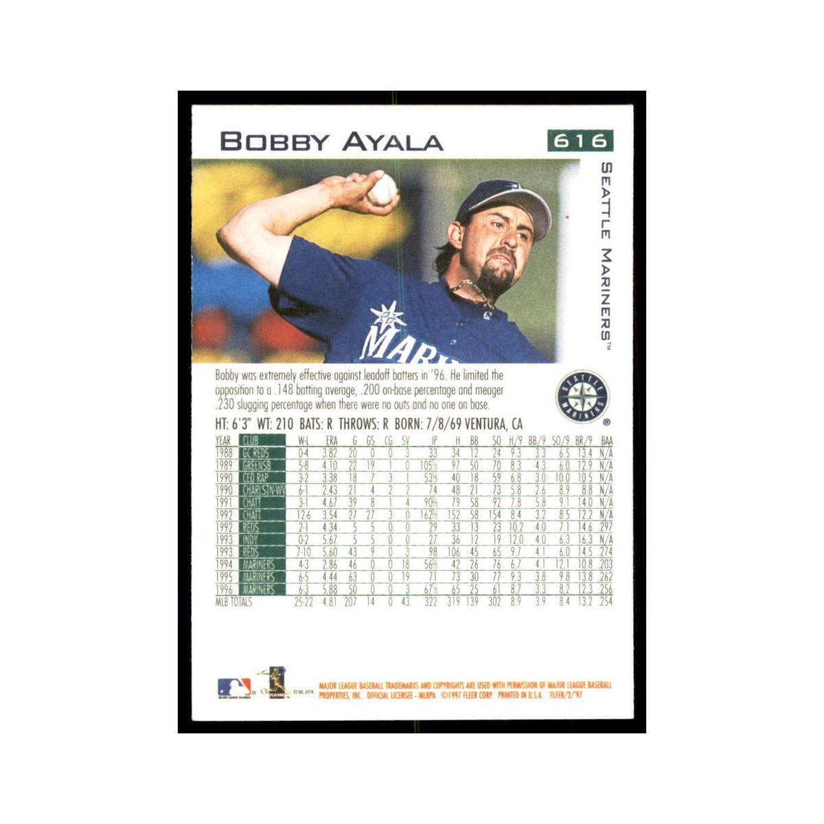1997 Fleer Bobby Ayala Baseball Cards #616