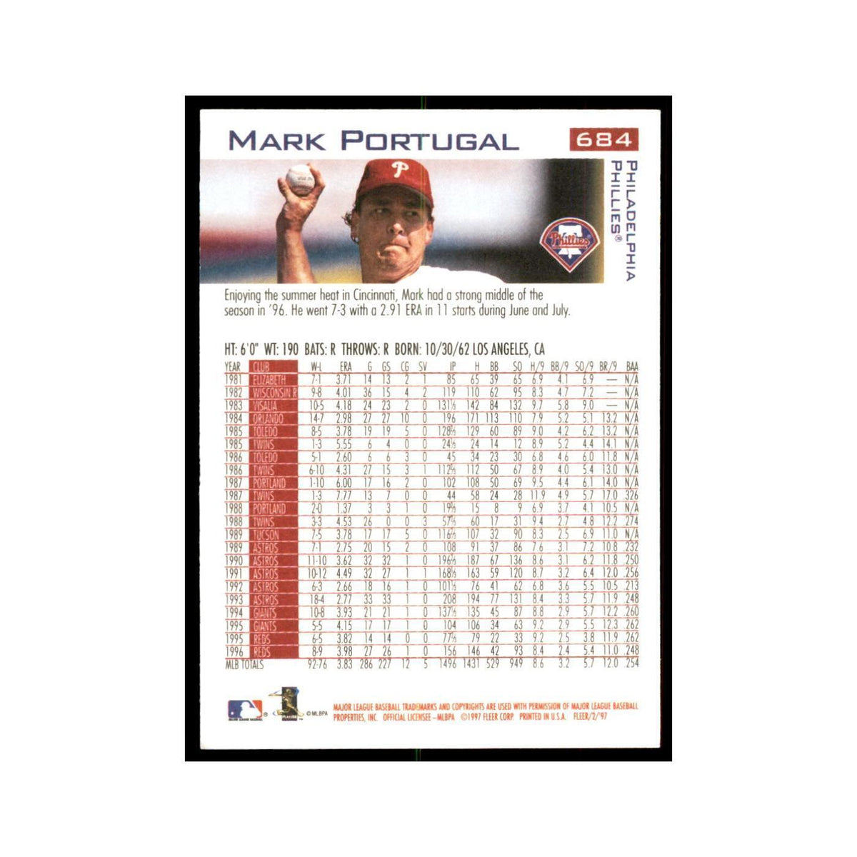 1997 Fleer Mark Portugal Baseball Cards #684