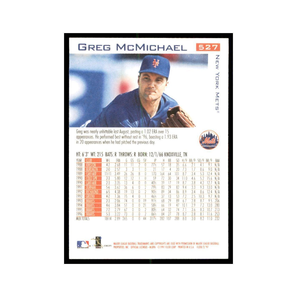 1997 Fleer Greg McMichael Baseball Cards #527