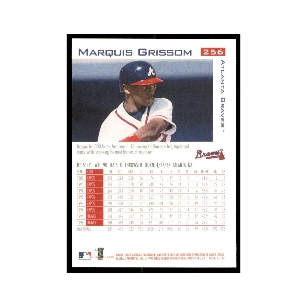 1997 Fleer Marquis Grissom Baseball Cards #256