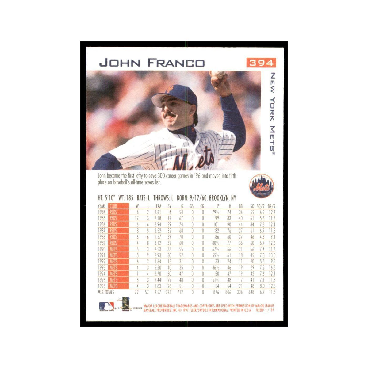 1997 Fleer John Franco Baseball Cards #394