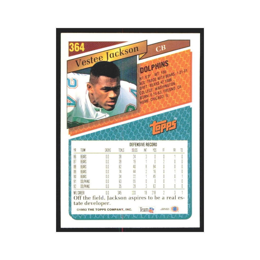 1993 Topps Gold Vestee Jackson Dolphins #364