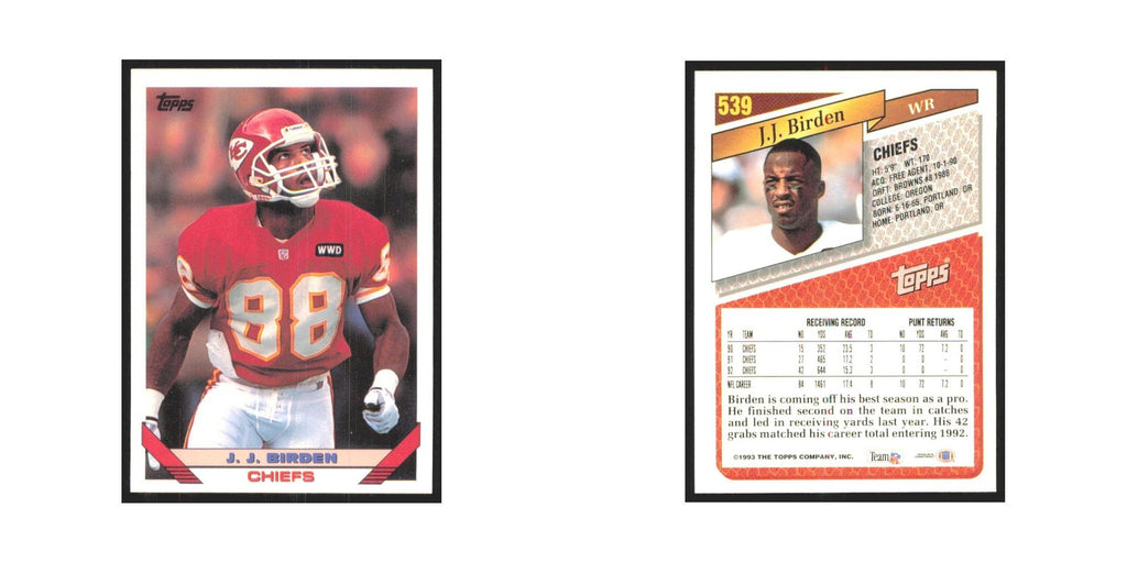 1993 Topps J.J. Birden Chiefs #539