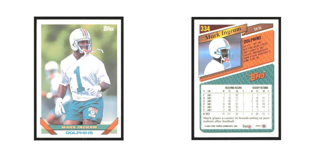 1993 Topps Mark Ingram Dolphins #334