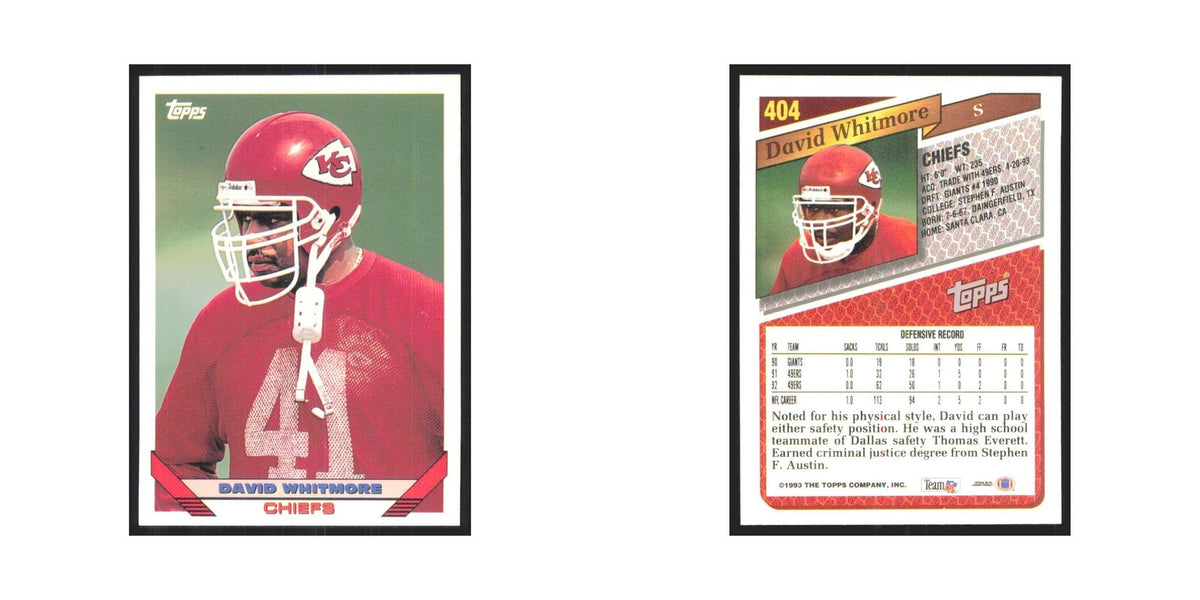 1993 Topps David Whitmore Chiefs #404
