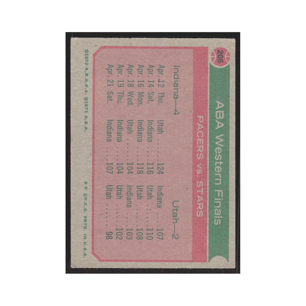 1973 Topps Pacers Stars ABA Western Semi Finals #206