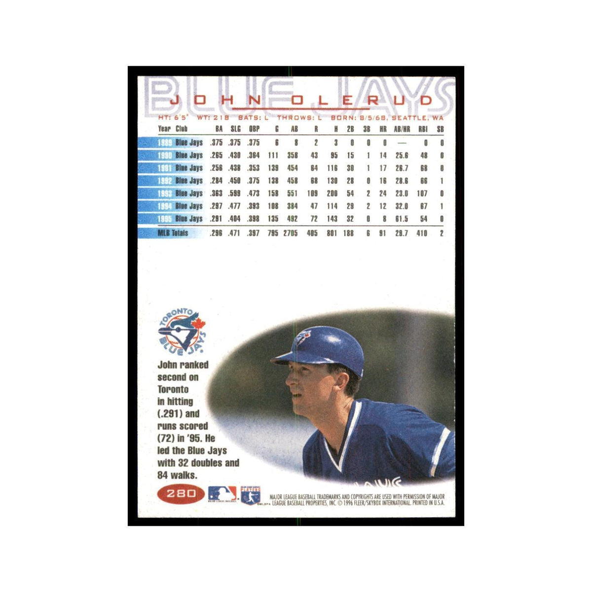 1996 Fleer John Olerud Baseball Cards #280