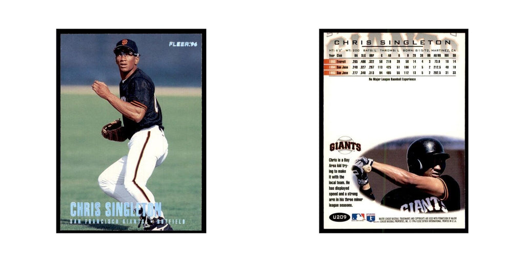 1996 Fleer Chris Singleton Baseball Cards #U209