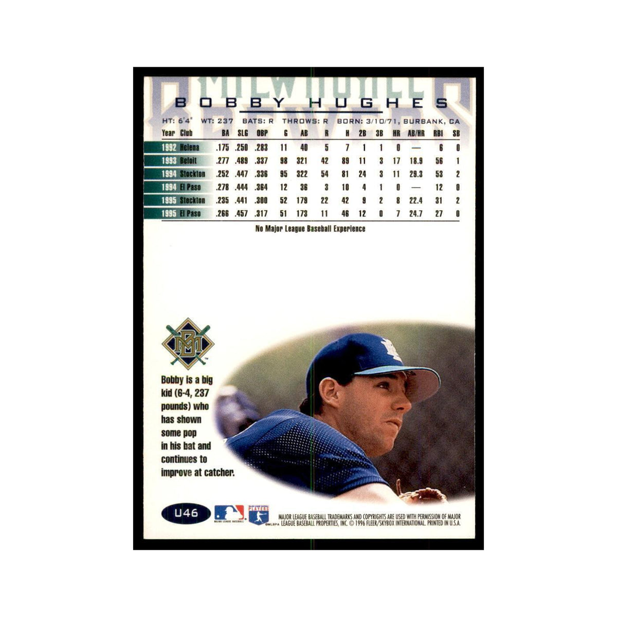 1996 Fleer Bobby Hughes Baseball Cards #U46