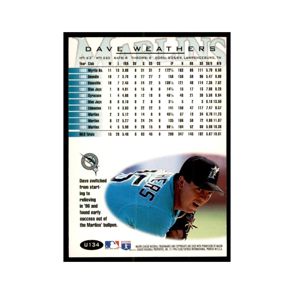 1996 Fleer Dave Weathers Baseball Cards #U134