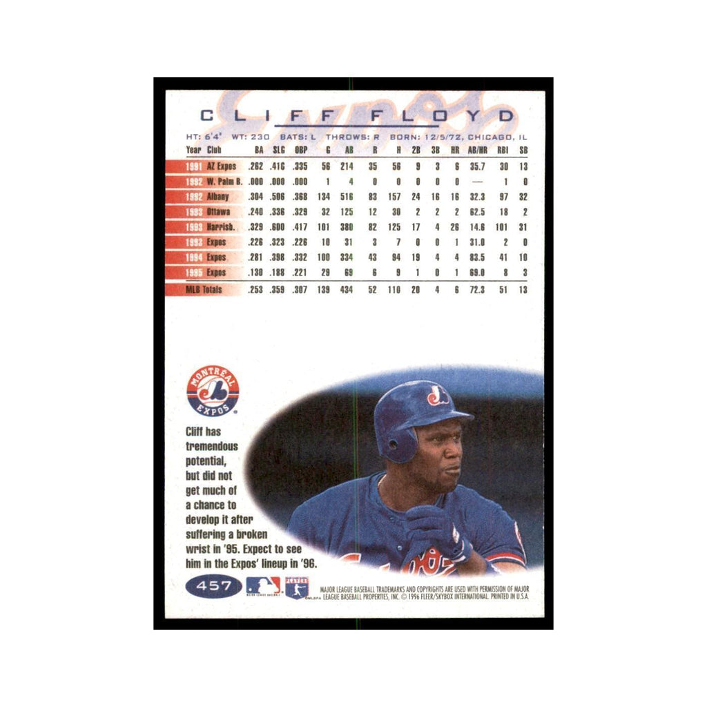 1996 Fleer Cliff Floyd Baseball Cards #457