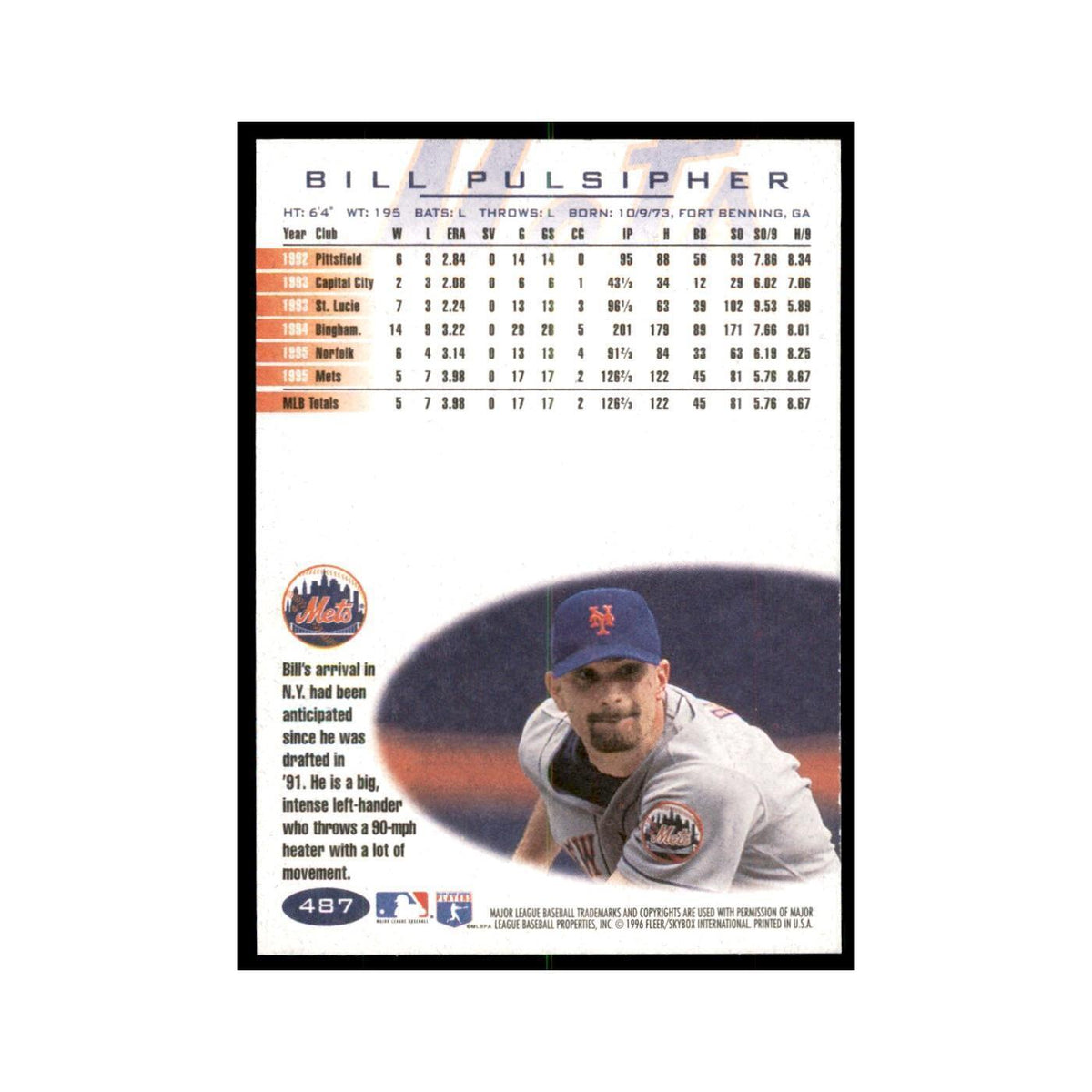 1996 Fleer Bill Pulsipher Baseball Cards #487