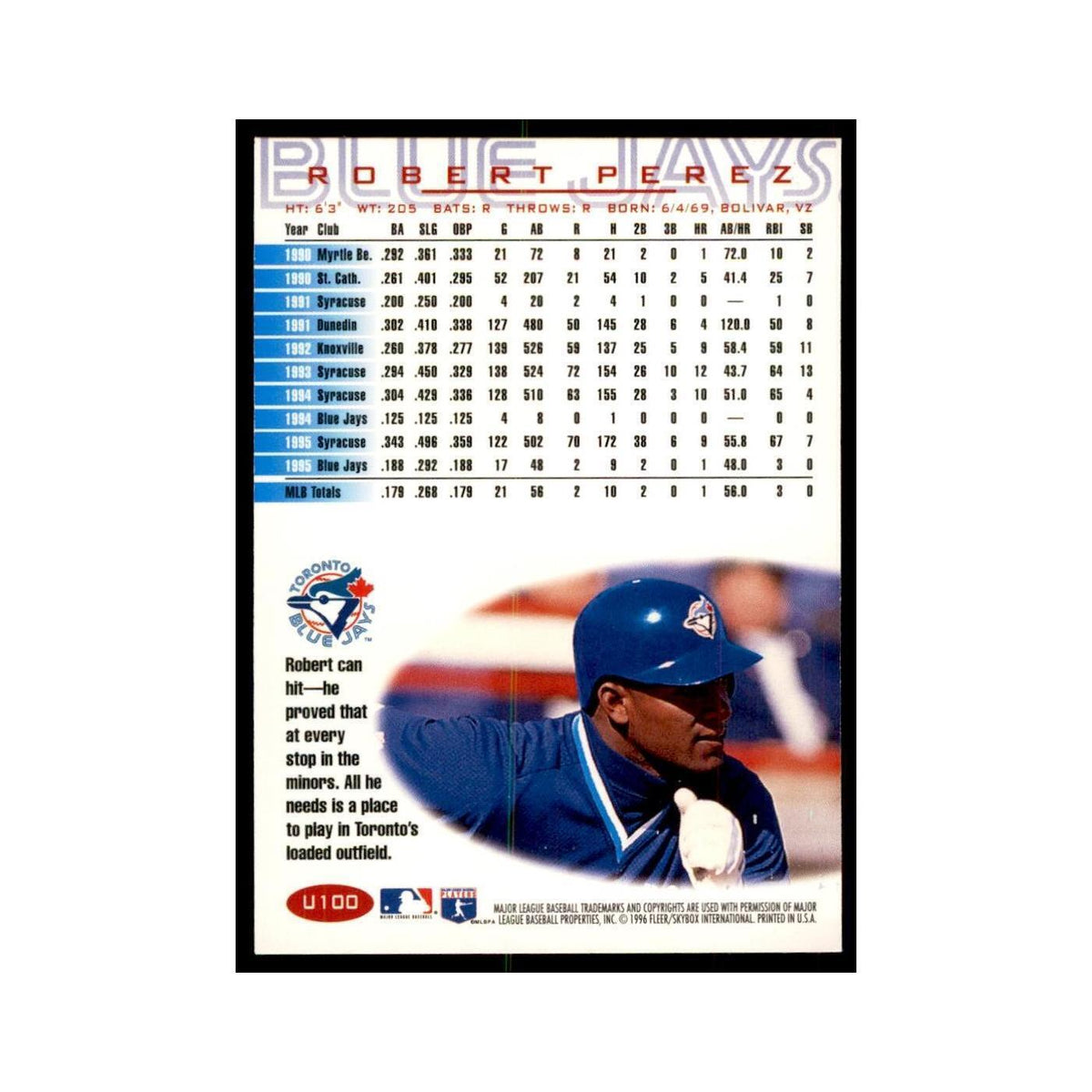 1996 Fleer Robert Perez Baseball Cards #U100