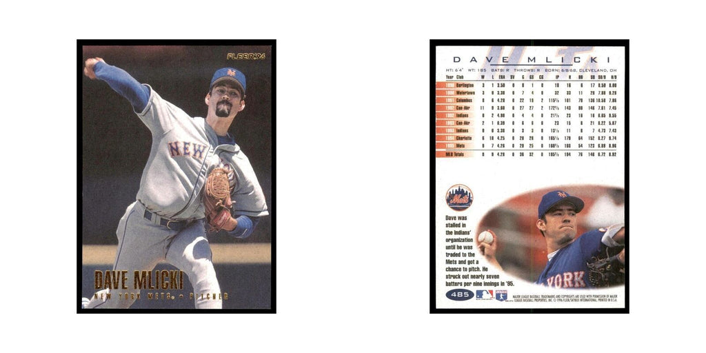 1996 Fleer Dave Mlicki Baseball Cards #485
