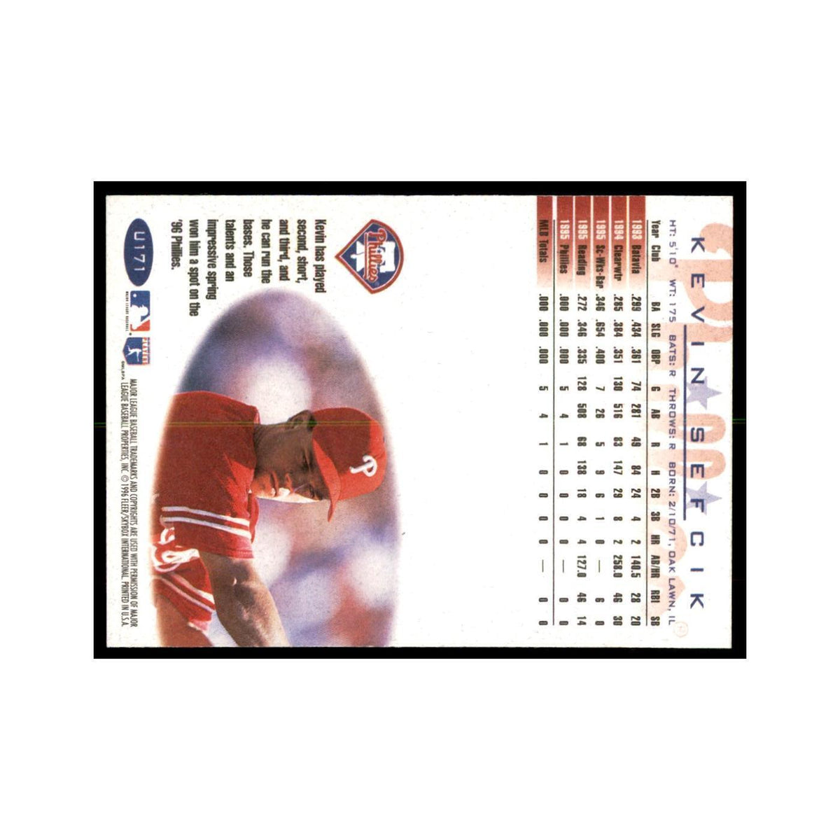 1996 Fleer Kevin Sefcik Baseball Cards #U171