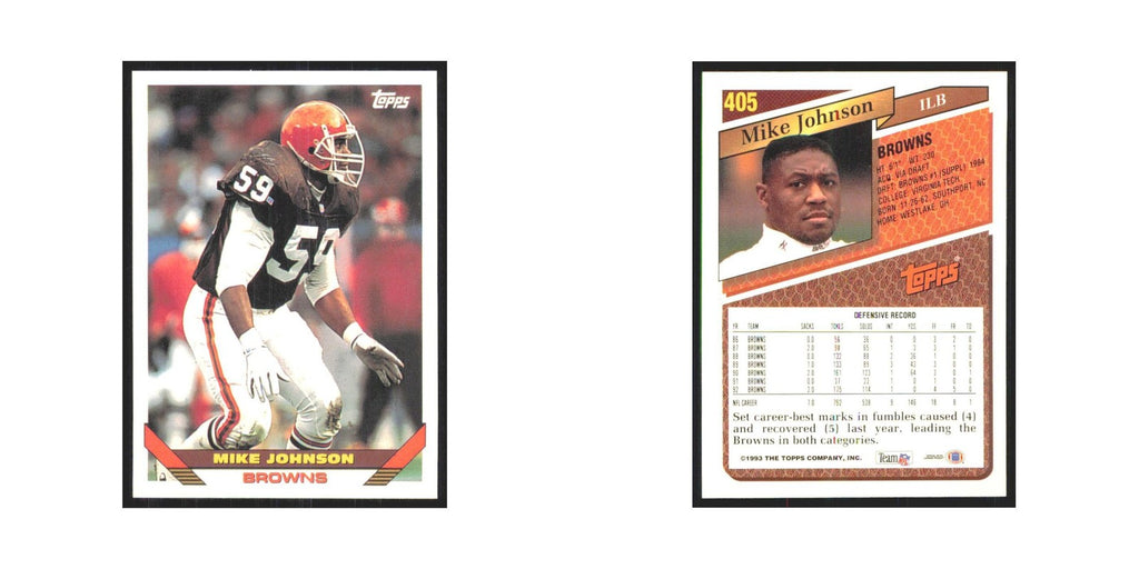 1993 Topps Mike Johnson Browns #405