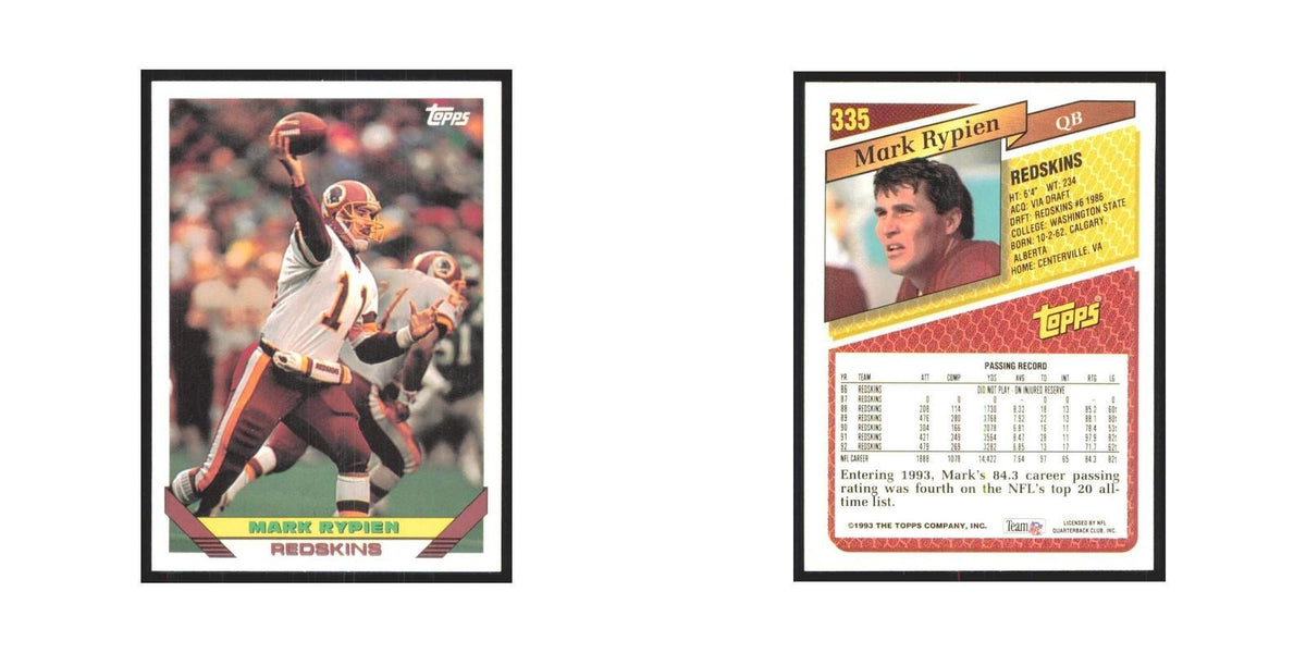 1993 Topps Mark Rypien Redskins #335