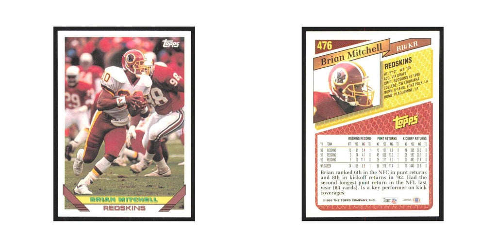 1993 Topps Brian Mitchell Redskins #476