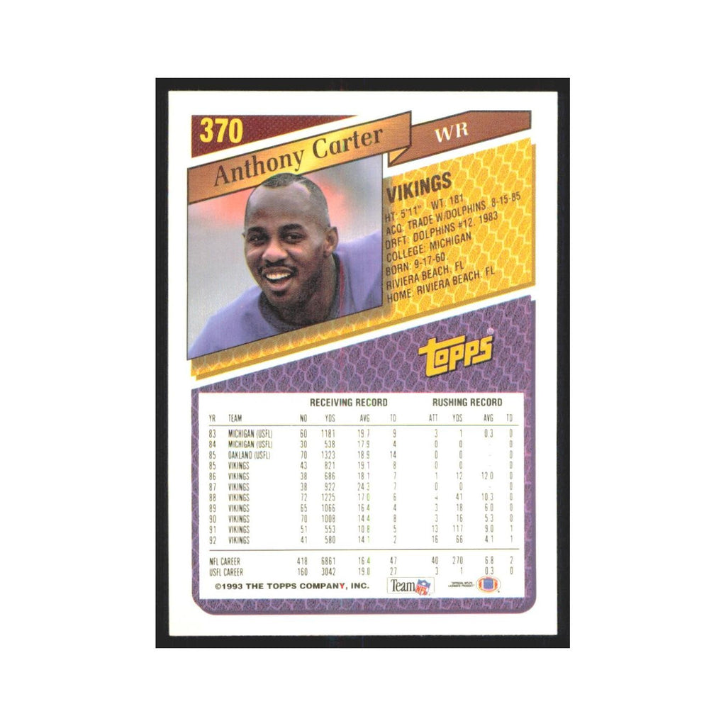1993 Topps Anthony Carter Vikings #370