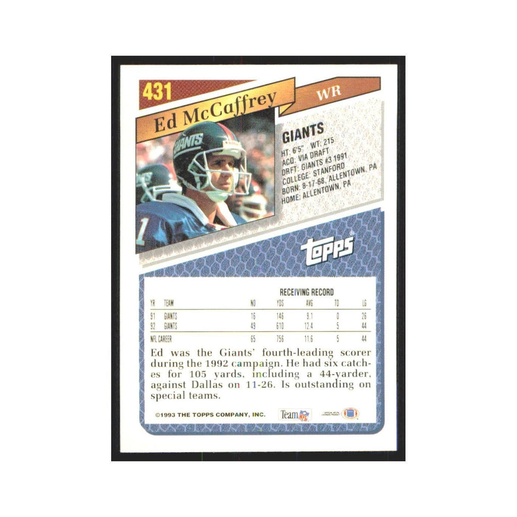 1993 Topps Ed McCaffrey Giants #431