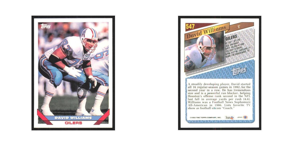1993 Topps David Williams Houston Oilers #547
