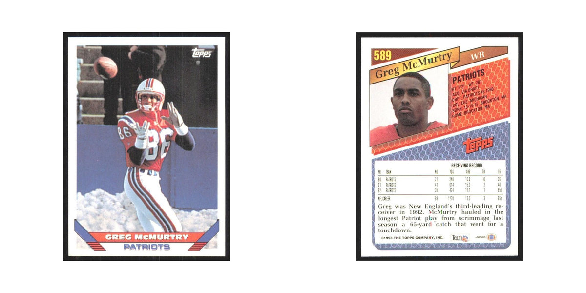 1993 Topps Greg McMurtry Patriots #589