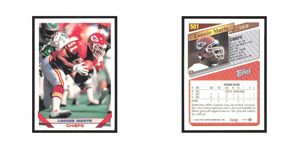 1993 Topps Lonnie Marts Chiefs #501