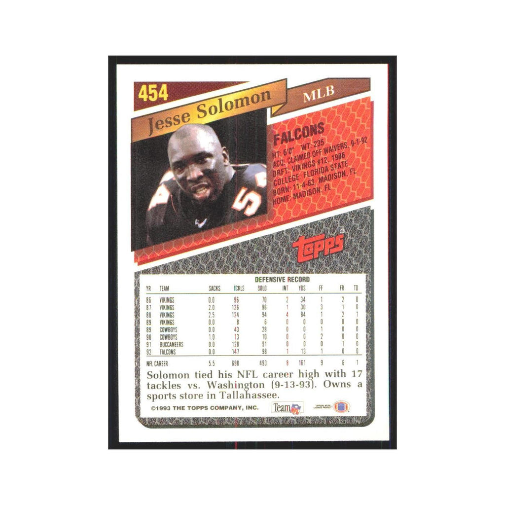 1993 Topps Jesse Solomon Falcons #454