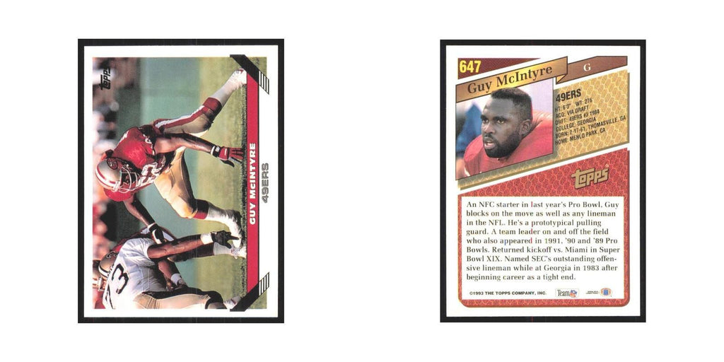 1993 Topps Guy McIntyre 49ers #647