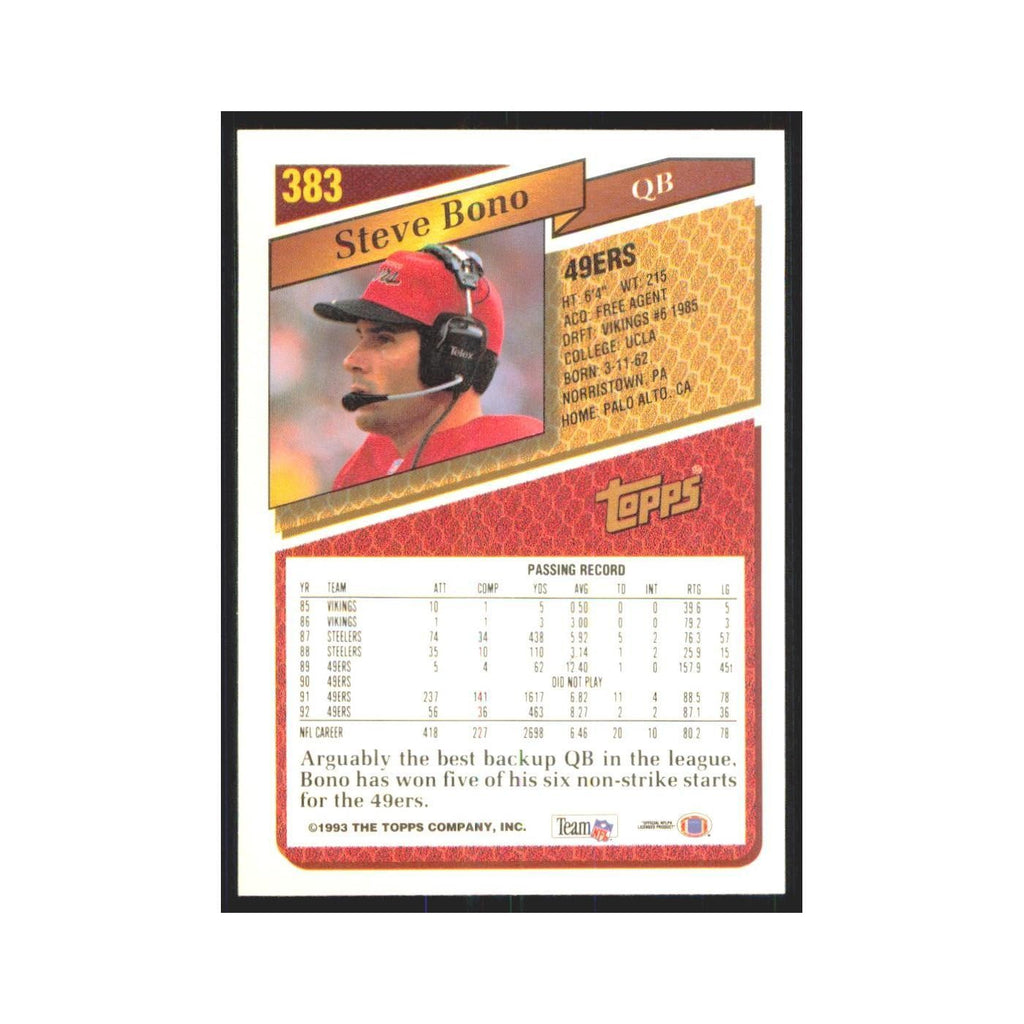 1993 Topps Steve Bono 49ers #383