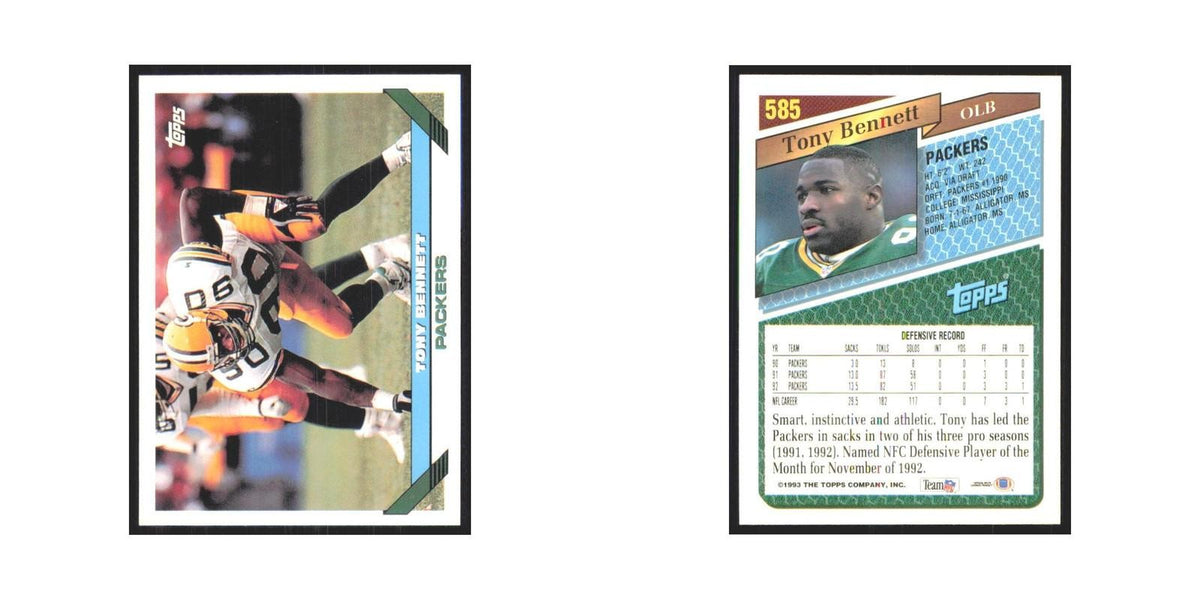 1993 Topps Tony Bennett Packers #585
