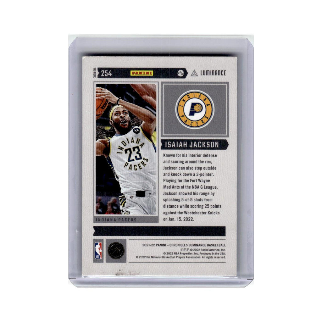 Isaiah Jackson Rookie 2021 Panini Chronicles Luminance #254 Indiana Pacers NM