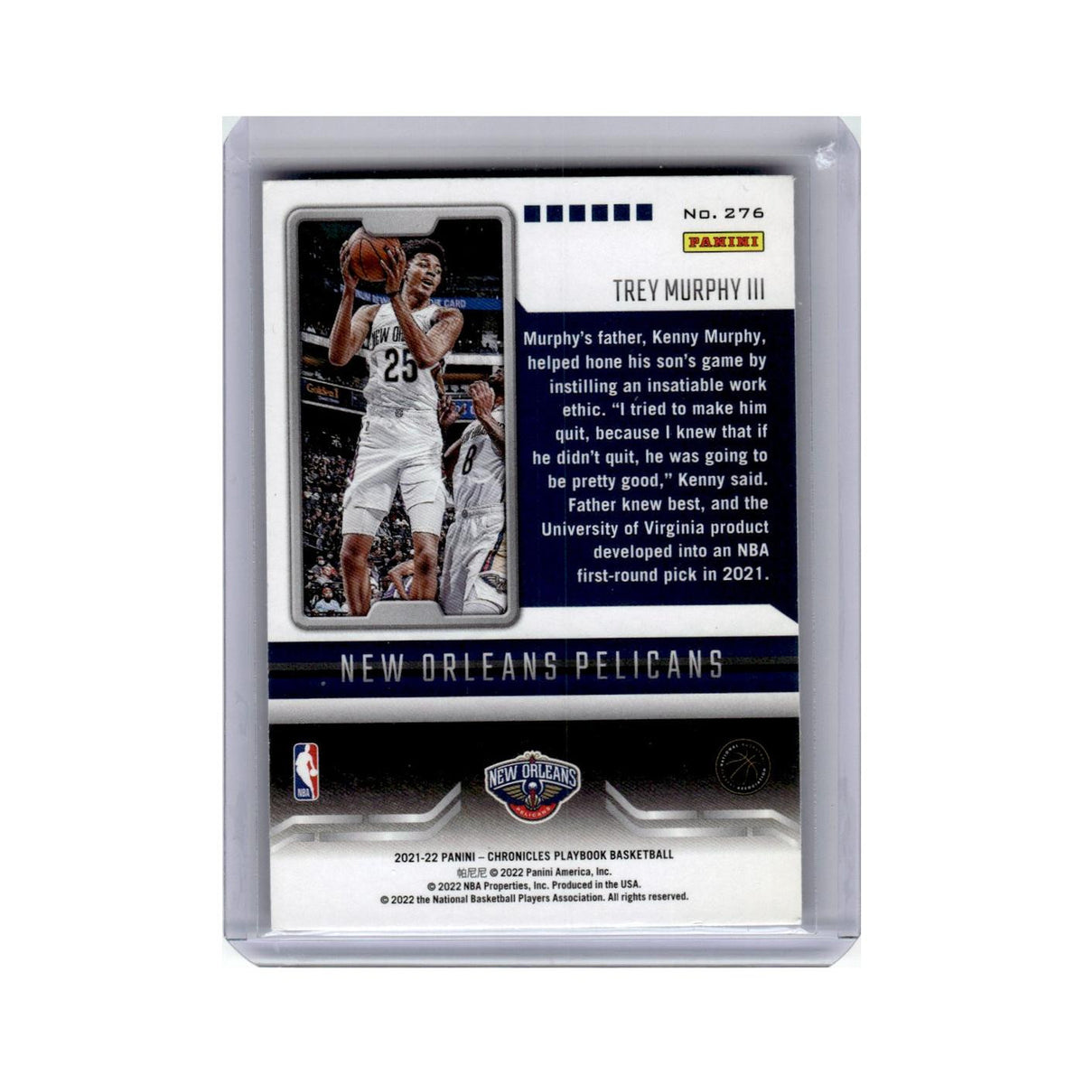 Trey Murphy III Rookie 2021 Panini Chronicles Playbook #276 Pelicans NM
