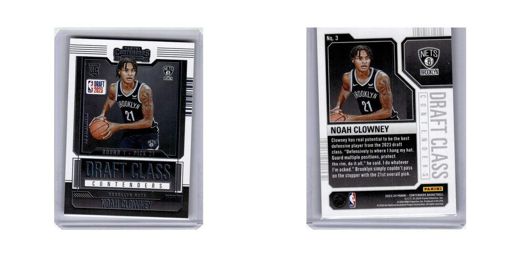 Noah Clowney Rookie 2023 Panini Contenders Draft Class #3 Brooklyn Nets NM