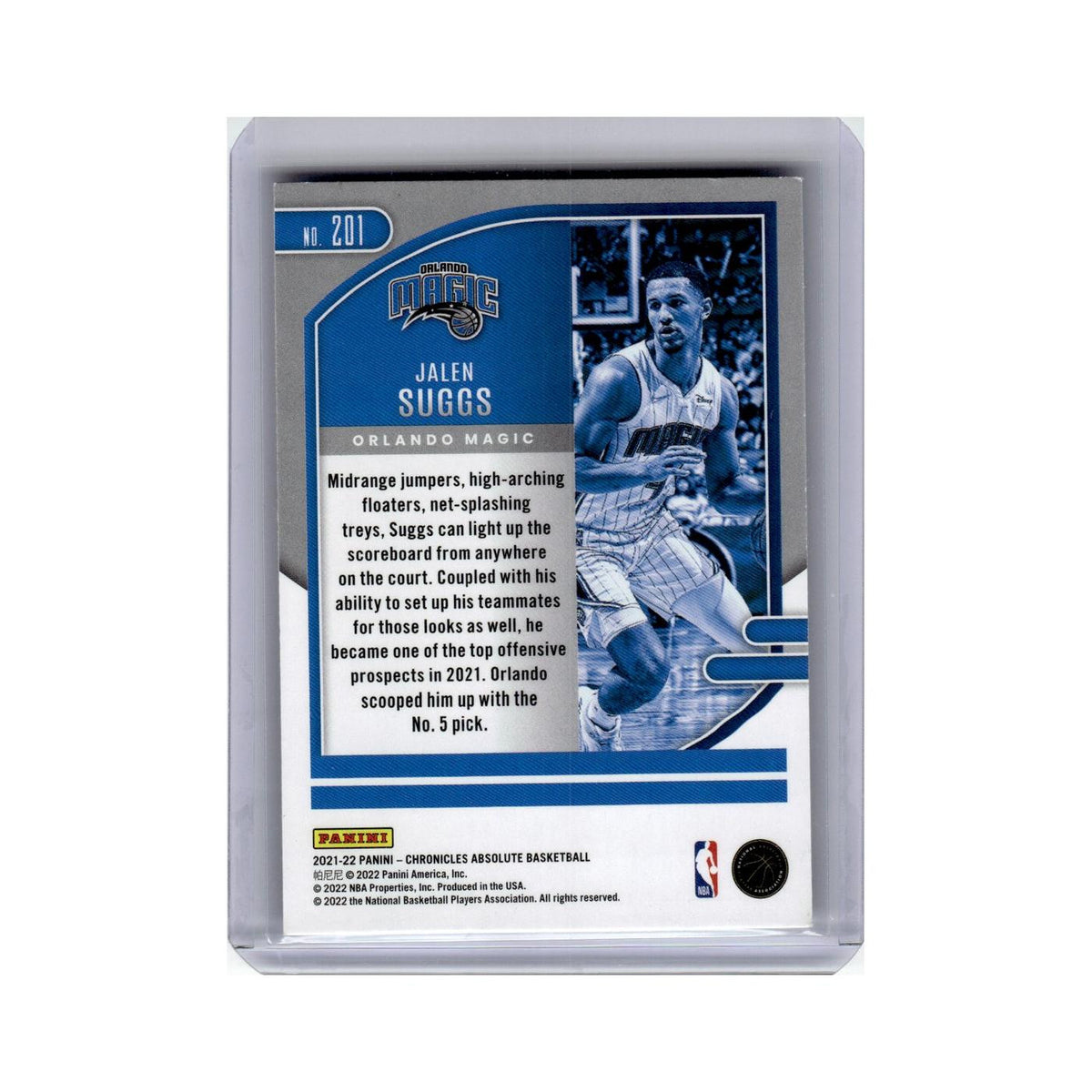 Jalen Suggs Rookie 2021 Panini Chronicles Absolute #201 Orlando Magic NM