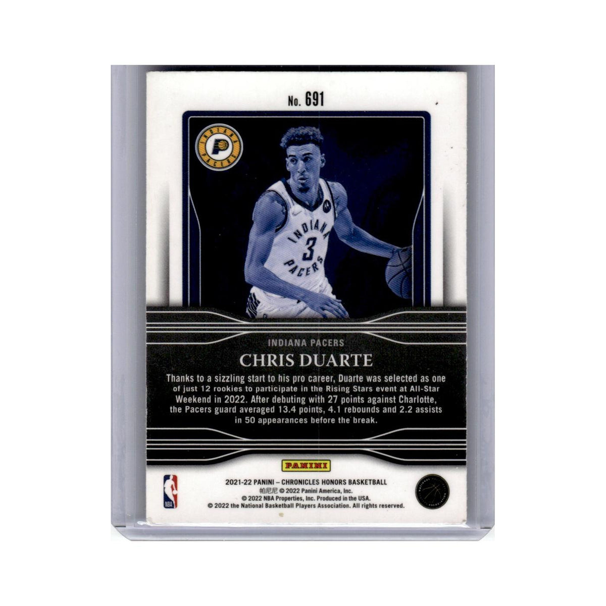 Chris Duarte Rookie 2021 Panini Chronicles Honors #691 Indiana Pacers NM