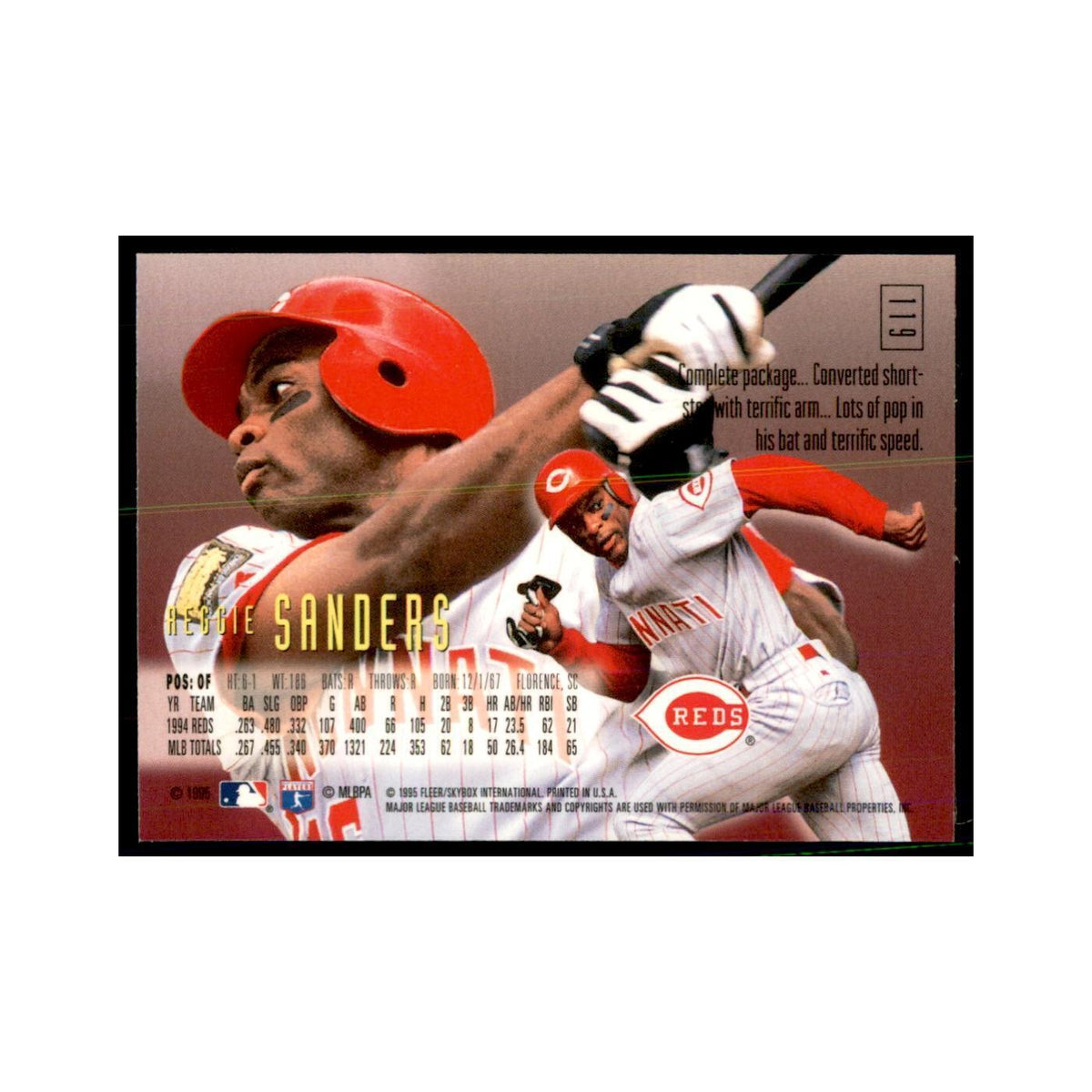 1995 Fleer Emotion Reggie Sanders Baseball Cards #119