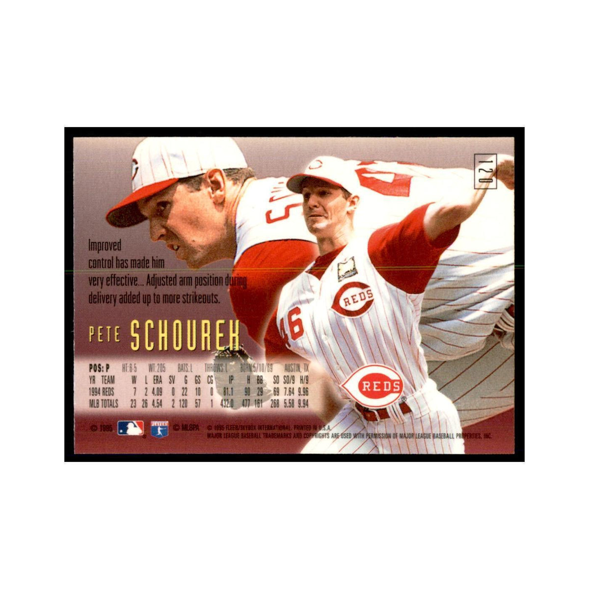 1995 Fleer Emotion Pete Schoureh Baseball Cards #120