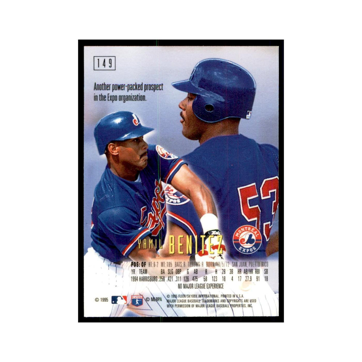 1995 Fleer Emotion Yamil Benitez Baseball Cards #149