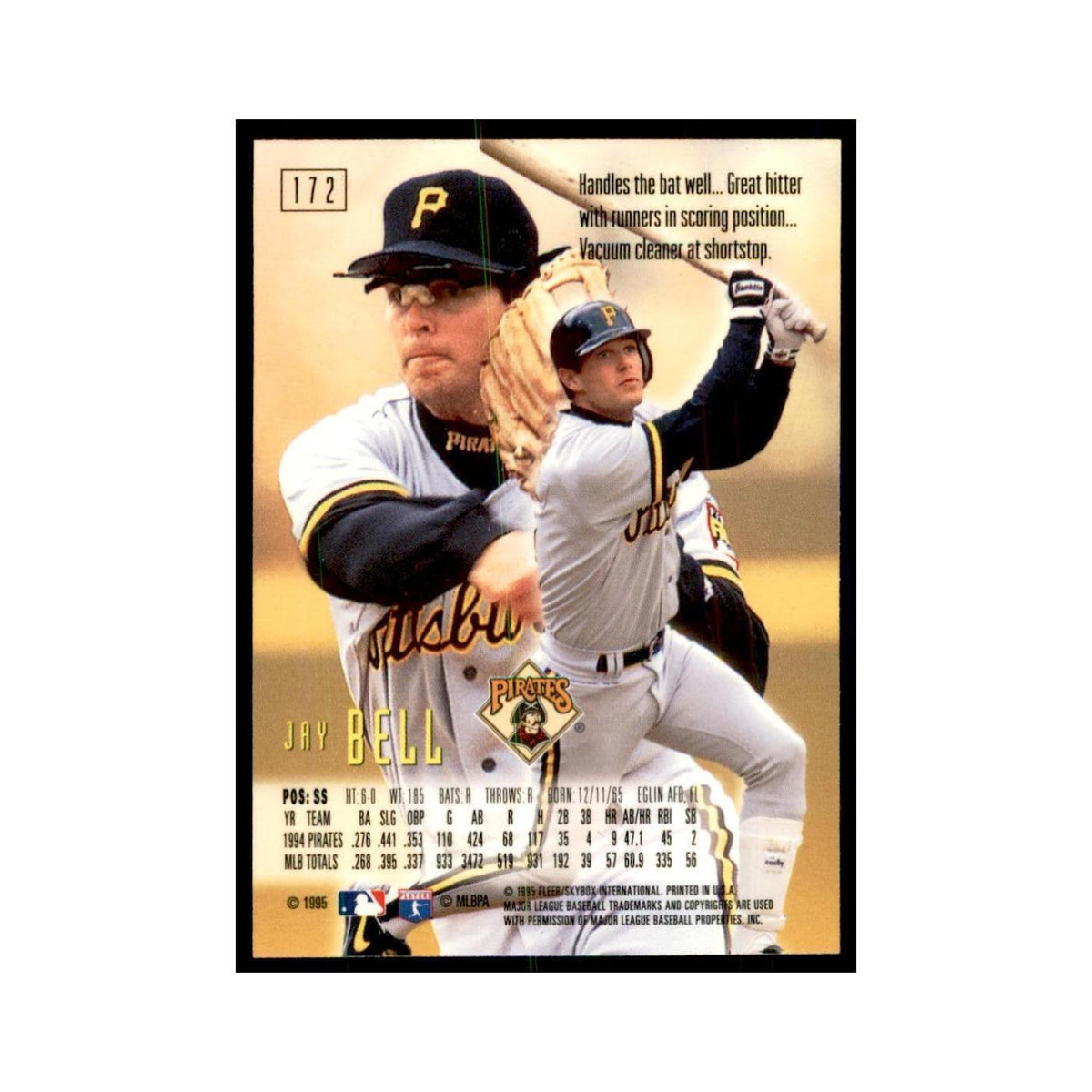 1995 Fleer Emotion Jay Bell Baseball Cards #172