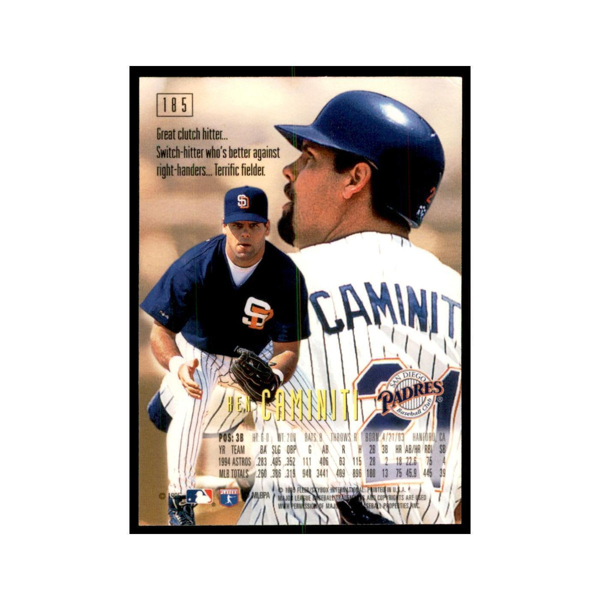 1995 Fleer Emotion Hen Caminiti Baseball Cards #185