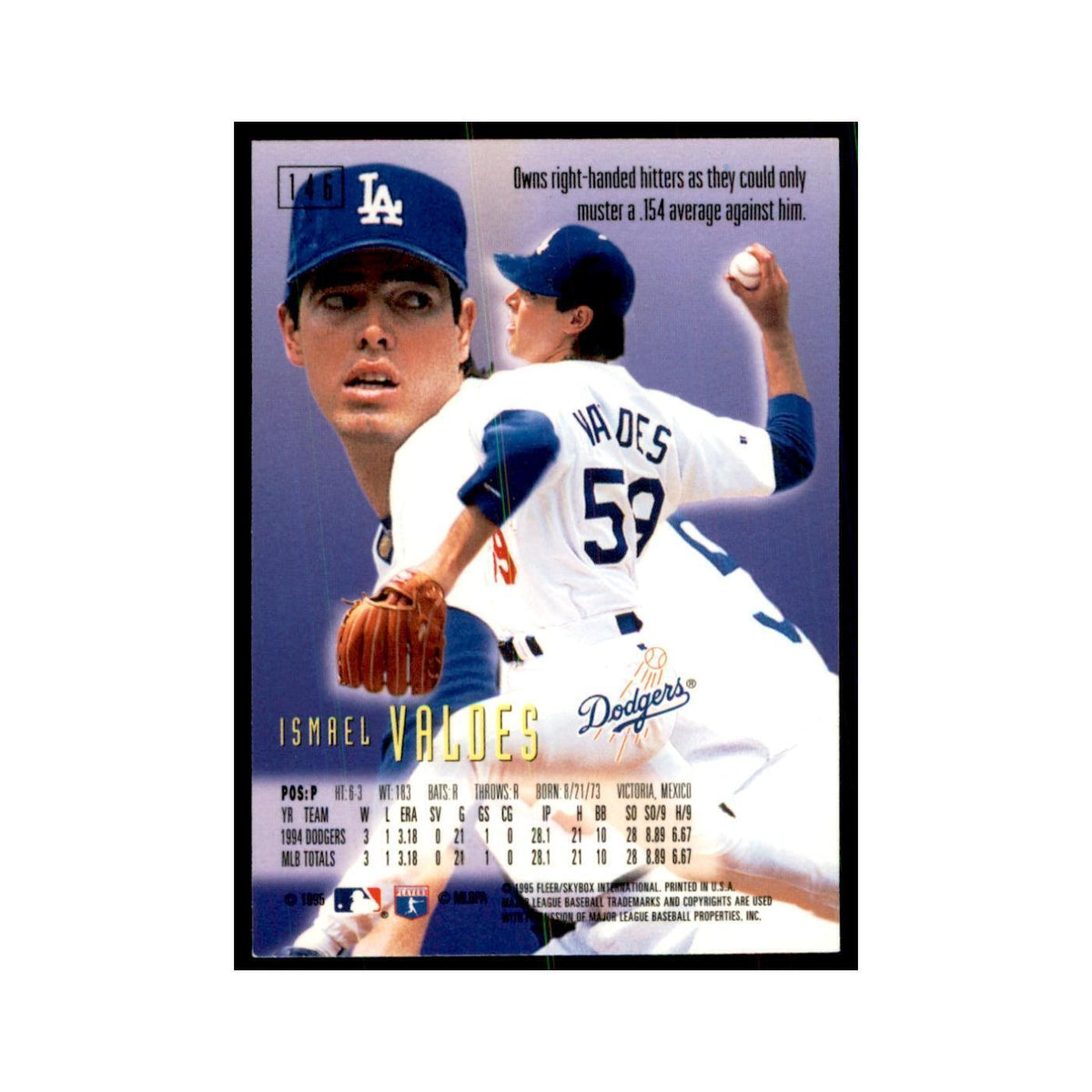 1995 Fleer Emotion Ismael Valdes Baseball Cards #146