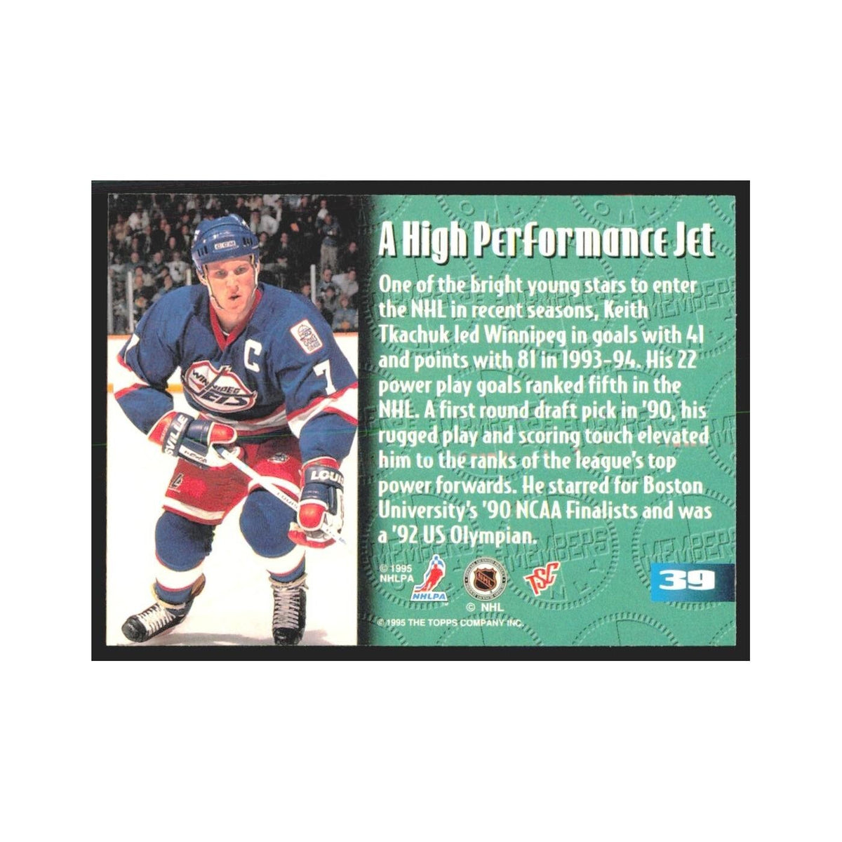 1995 Stadium Club Members Only Keith Tkachuk Winnipeg Jets #39