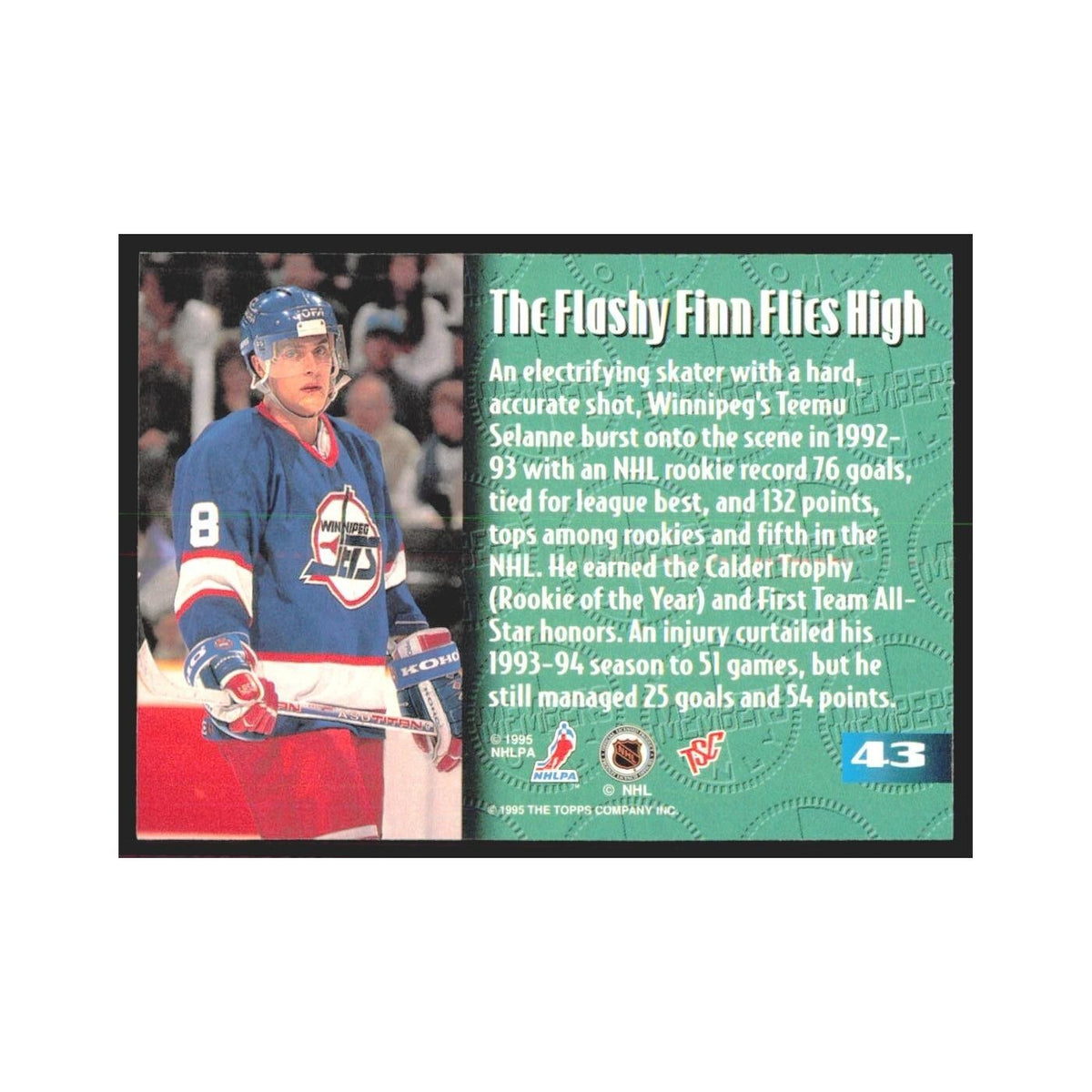 1995 Stadium Club Members Only Teemu Selanne Winnipeg Jets #43