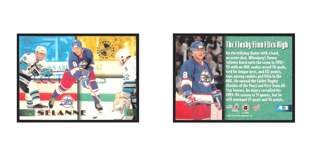 1995 Stadium Club Members Only Teemu Selanne Winnipeg Jets #43