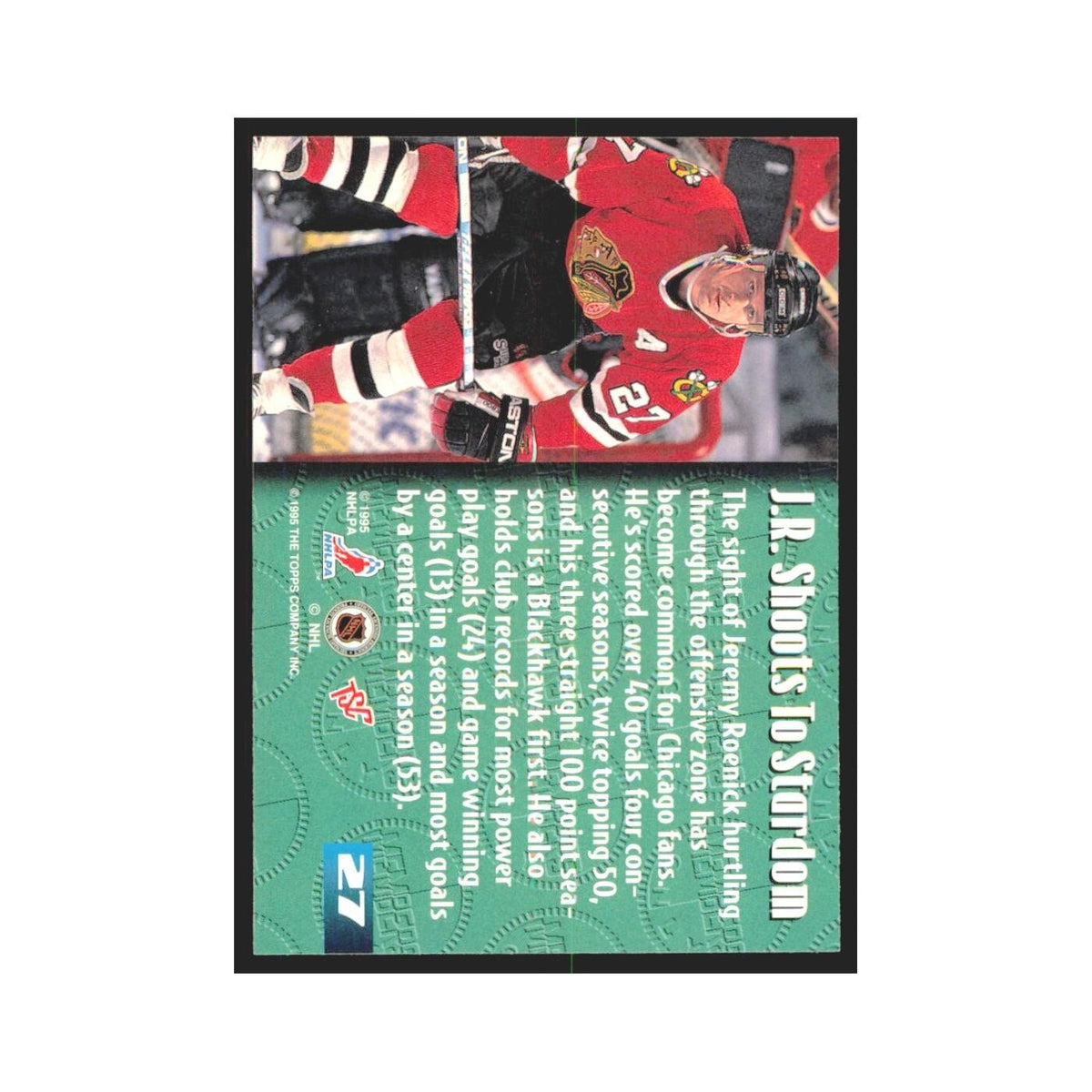 1995 Stadium Club Members Only Jeremy Roenick Chicago Blackhawks #27