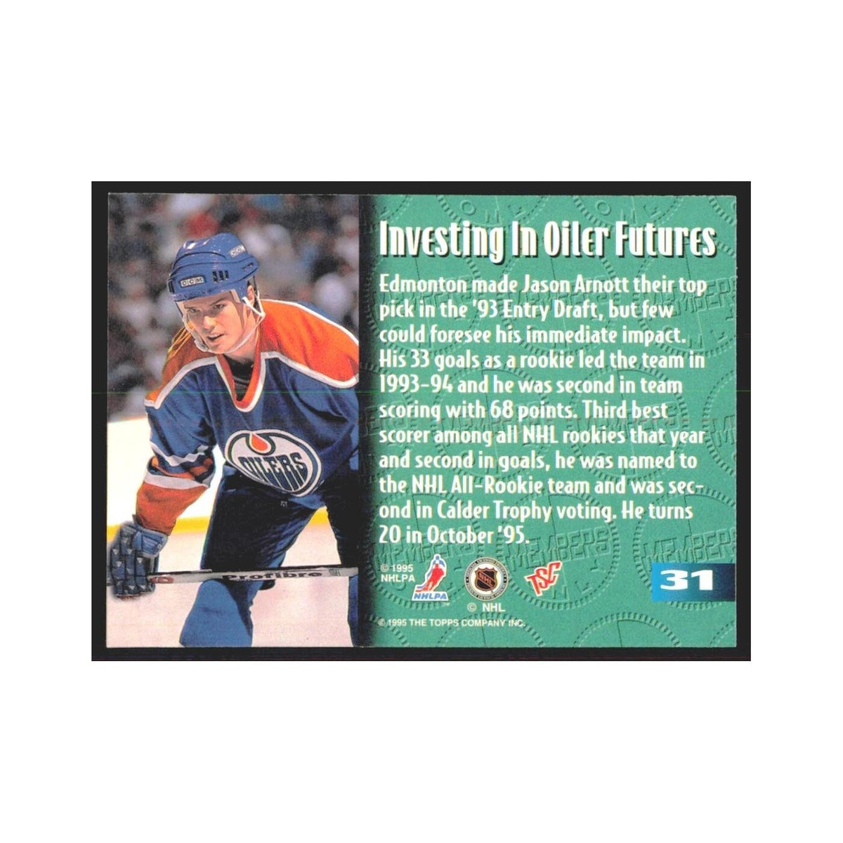 1995 Stadium Club Members Only Jason Arno Edmonton Oilers #31