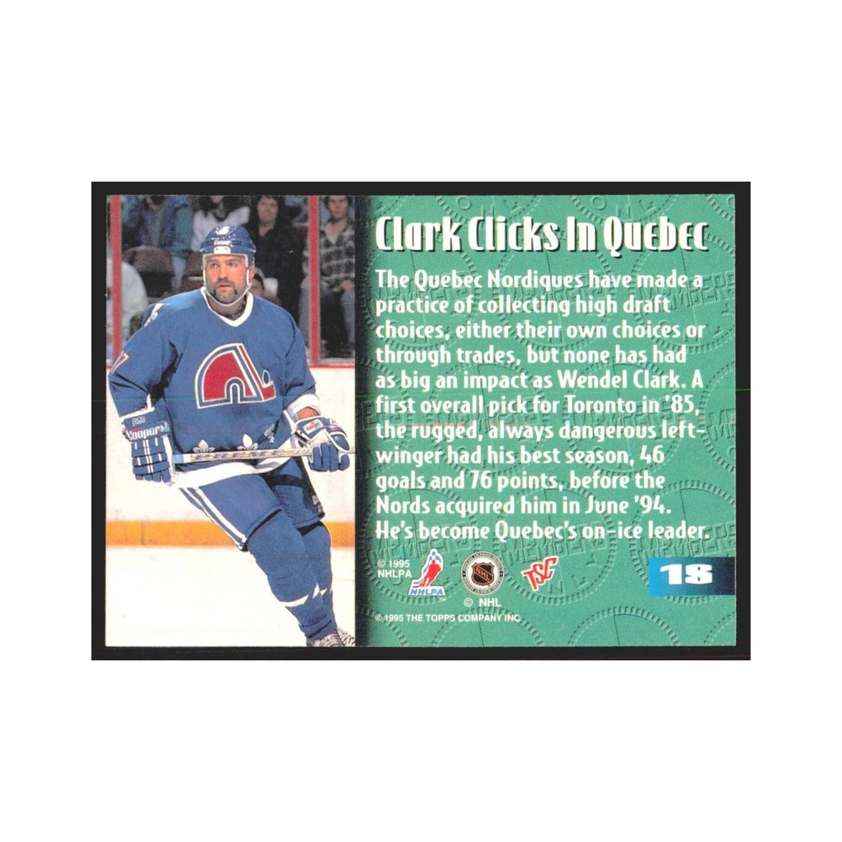 1995 Stadium Club Members Only Wendell Clark Quebec Nordiques #18