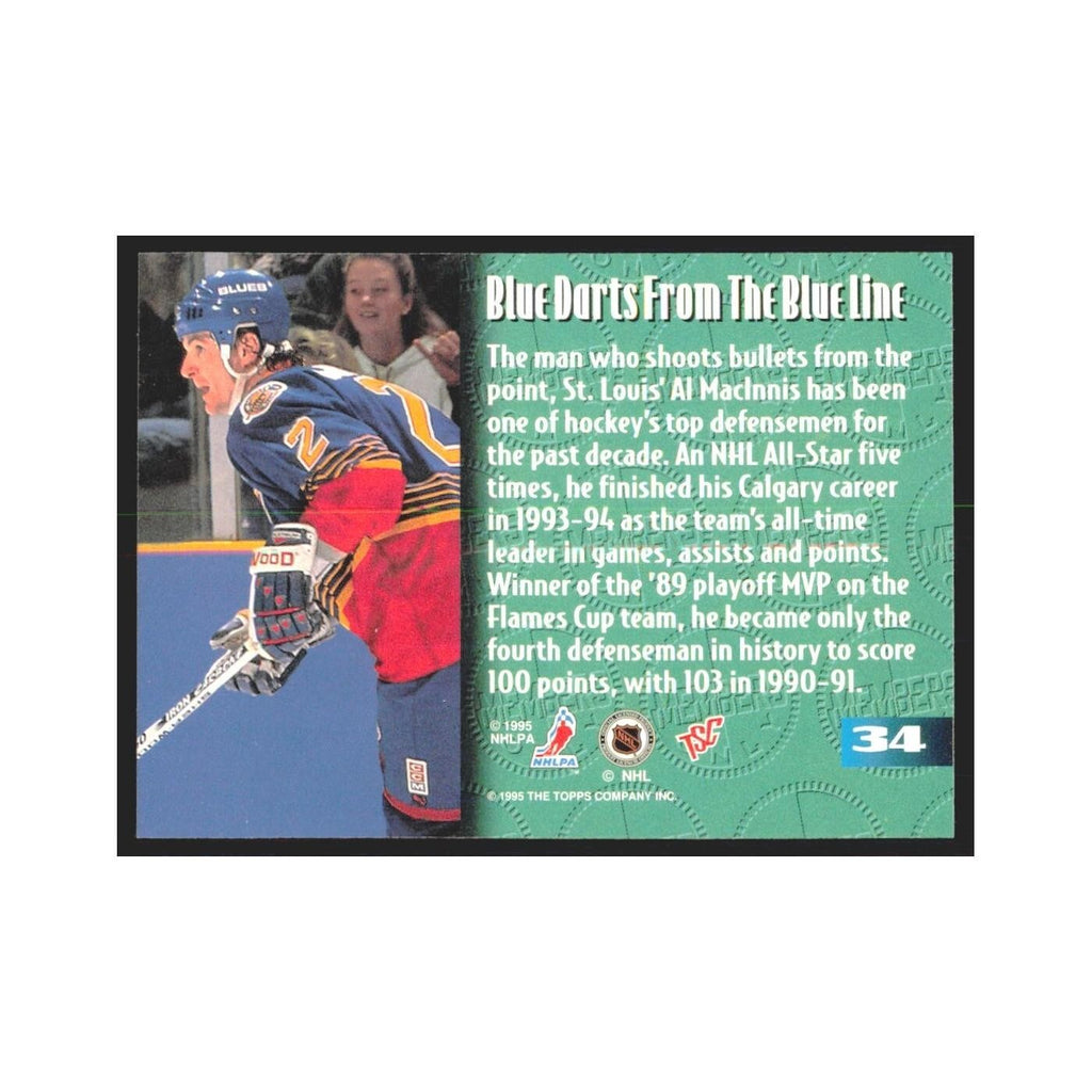1995 Stadium Club Members Only Al MacInnis St St. Louis Blues #34