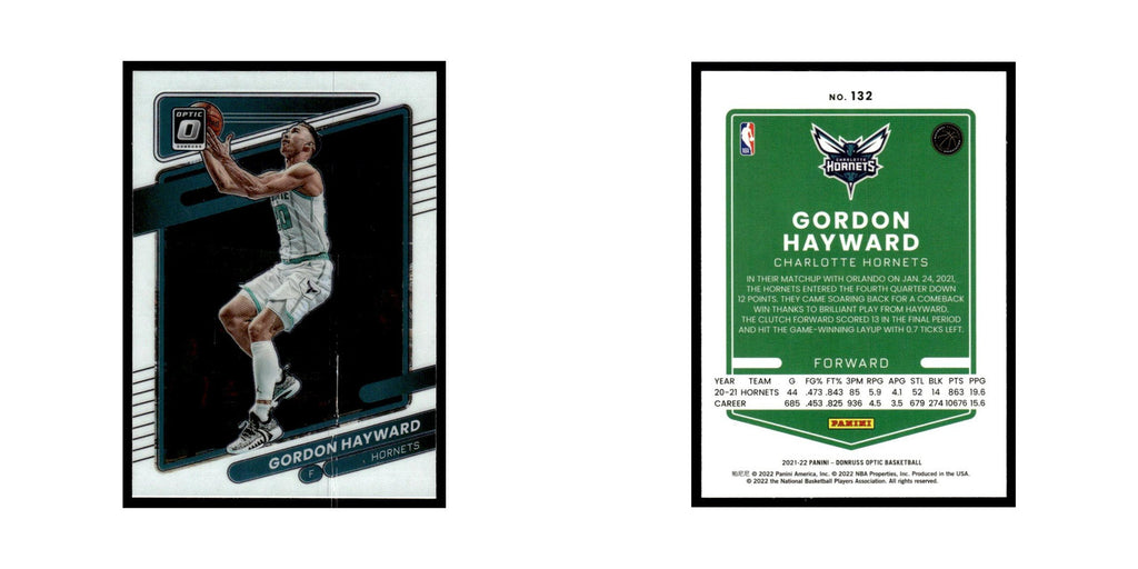 Gordon Hayward 2021 Donruss Optic #132 Charlotte Hornets Basketball Card NM